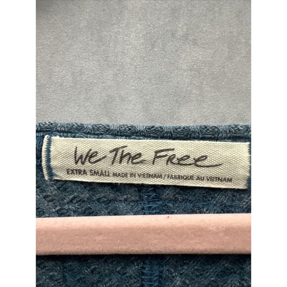 Free People We The Free Coraline Blue Thermal Oversized Pullover Size XS Boho - Picture 6 of 11